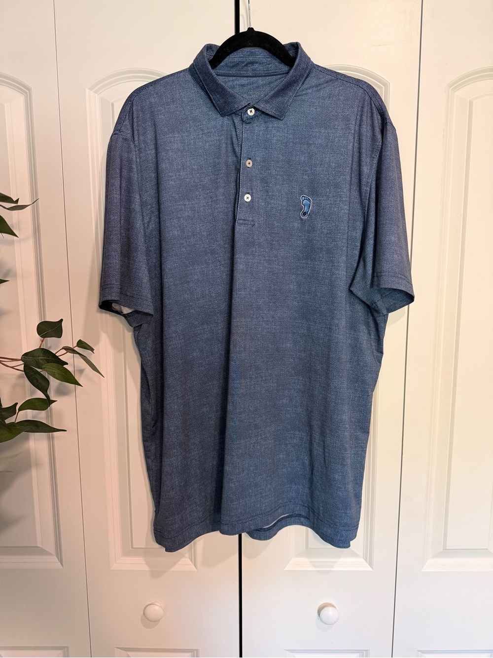 johnnie-O Heathered Blue Polo with Embroidered UNC Tarheel Logo